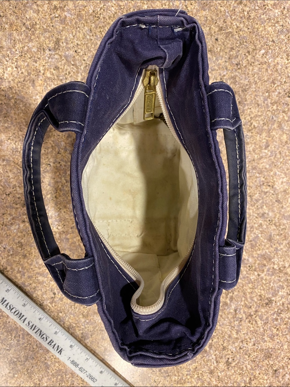 Vintage L.L.Bean BOAT AND TOTE Mini Stripe Blue Green 0FWM1 Zipper No Monogram - Picture 14 of 17